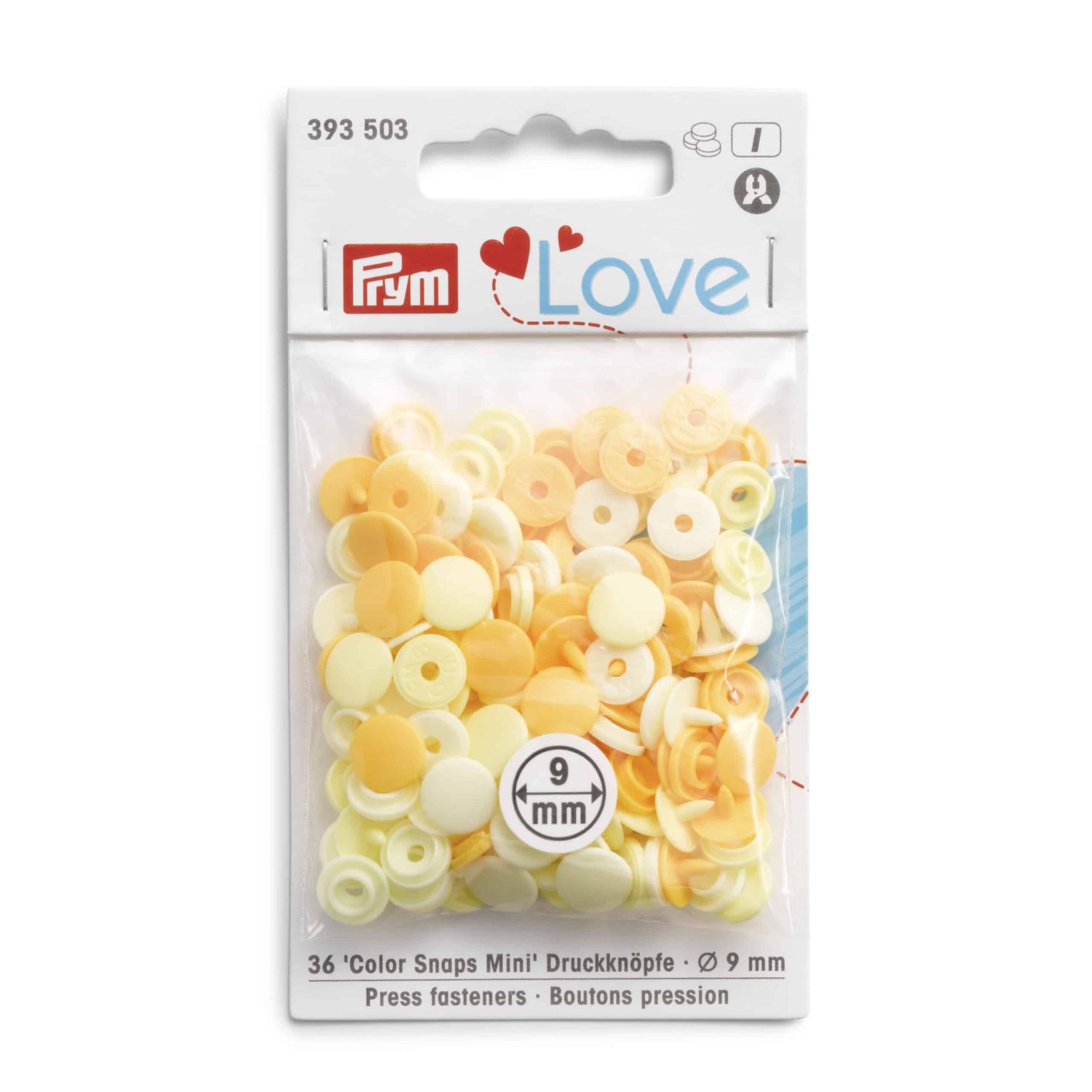 PRYM Plastiktrukid LOVE MINI kollased 9mm