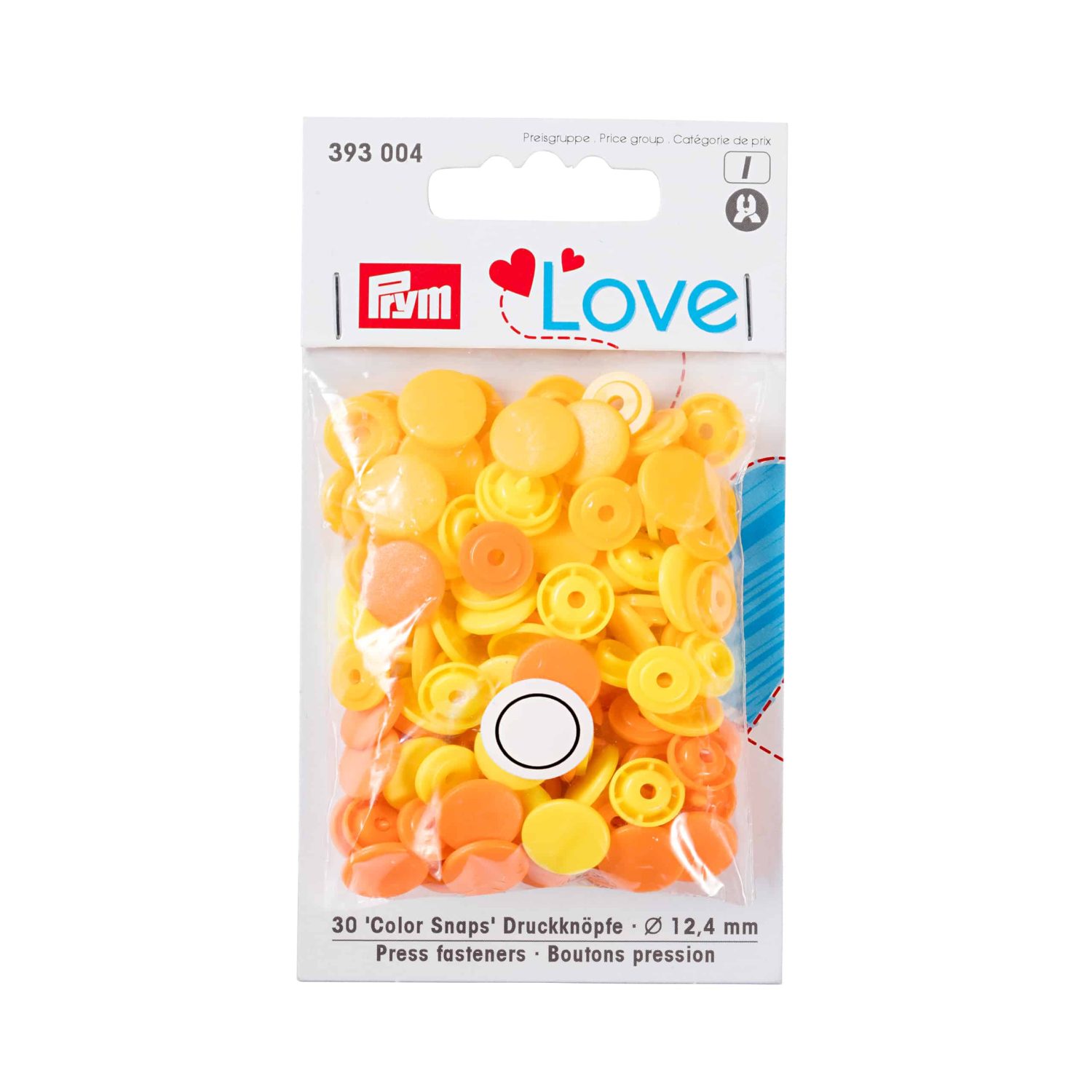 PRYM Plastiktrukid LOVE Ümmargused kollane 12,4mm