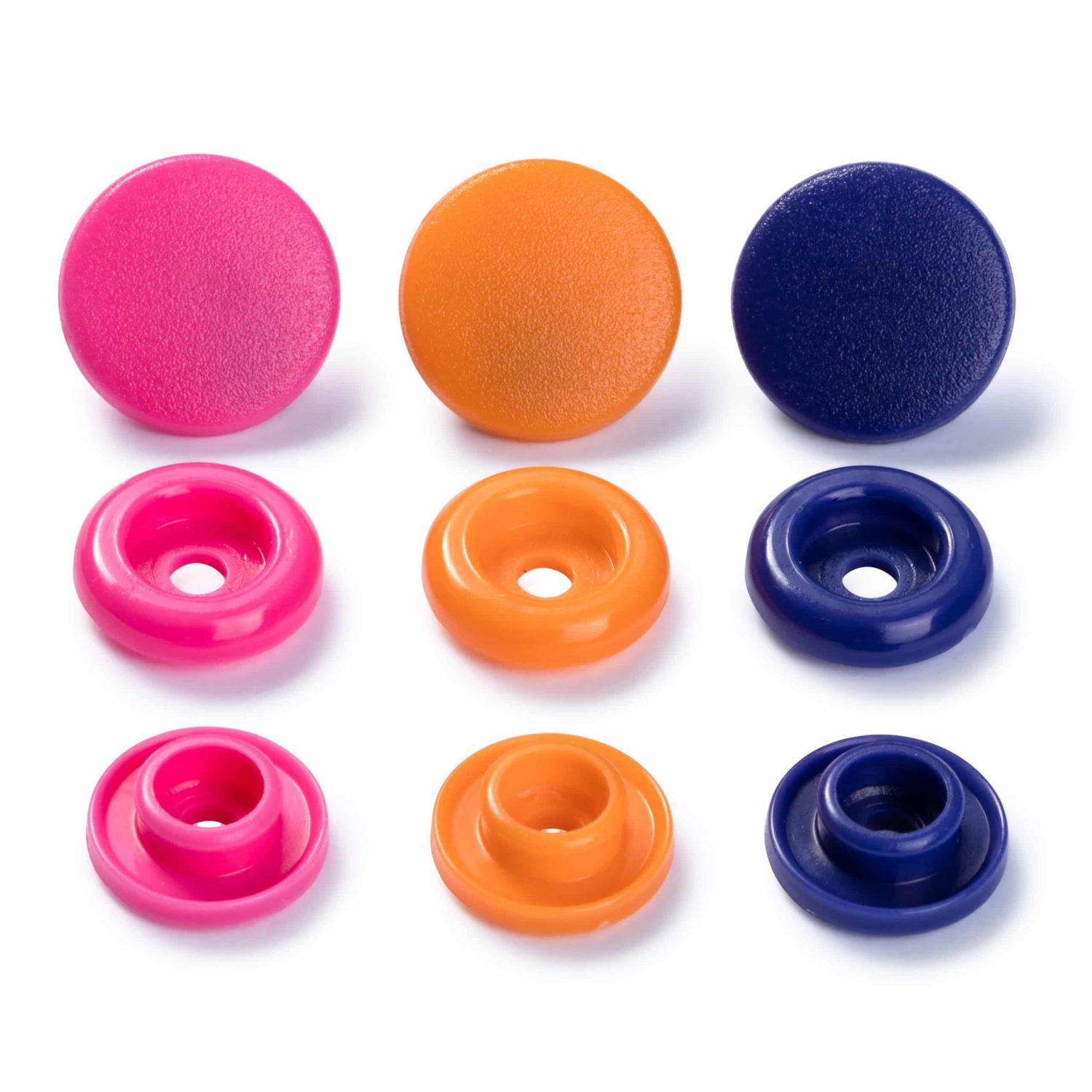 PRYM Muovinepparit LOVE pyöreä oranssi, vaaleanpunainen ja violetti 12,4 mm