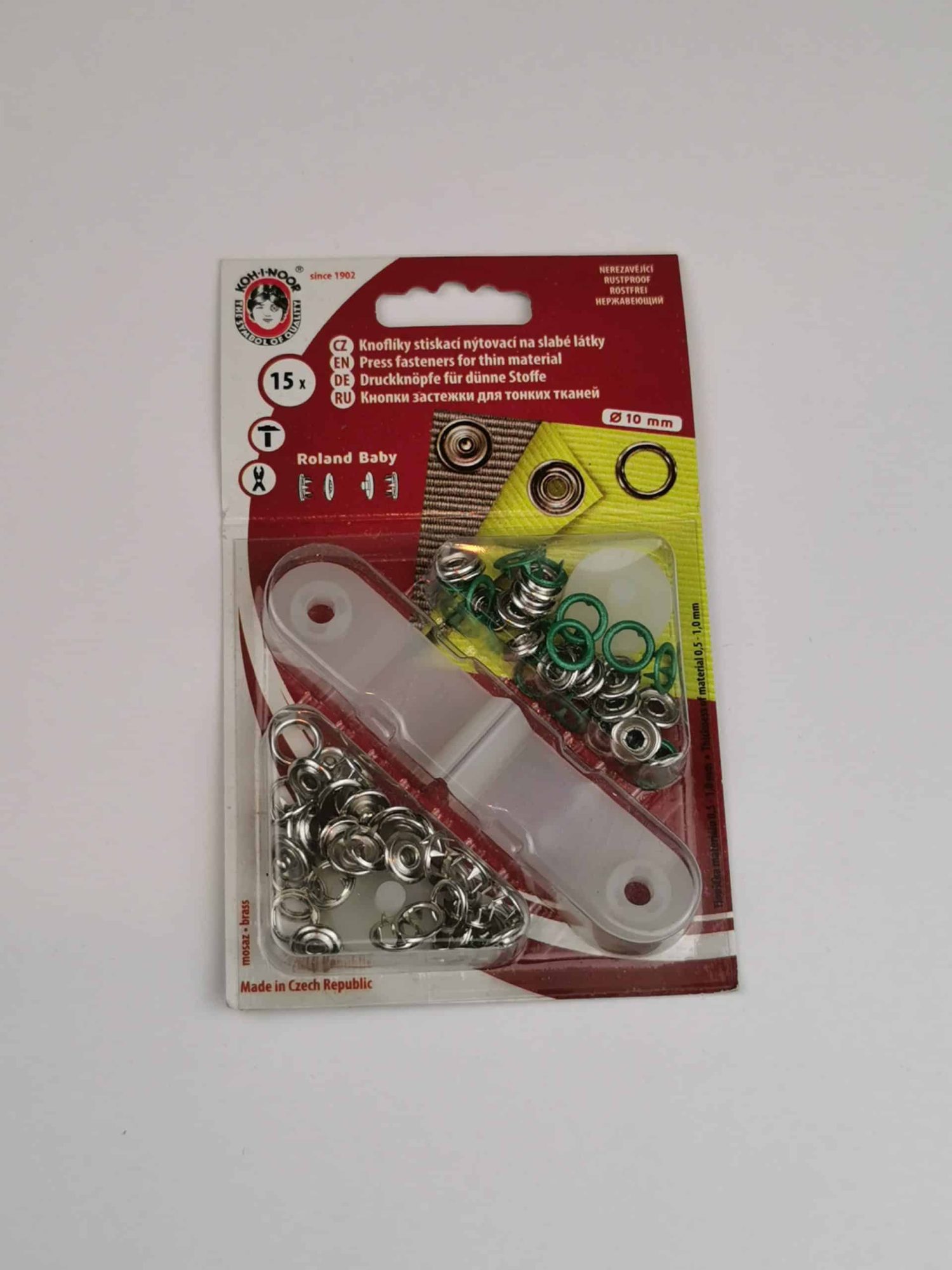 KOH-I-NOOR Nepparit ROLAND BABY 10 mm/15kpl metallinvihreä
