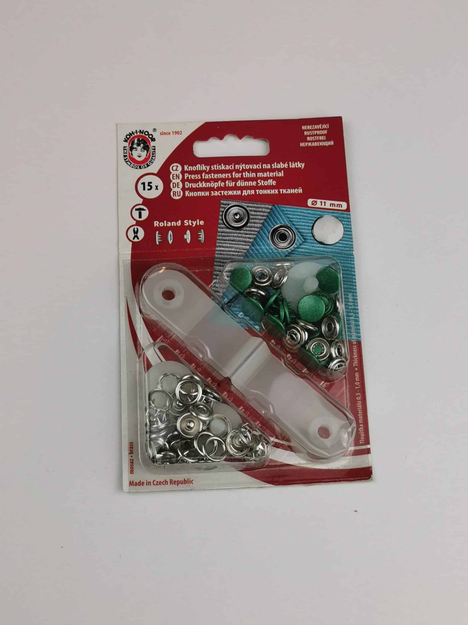 KOH-I-NOOR Nepparit ROLAND BABY 11 mm/15kpl metallinvihreä