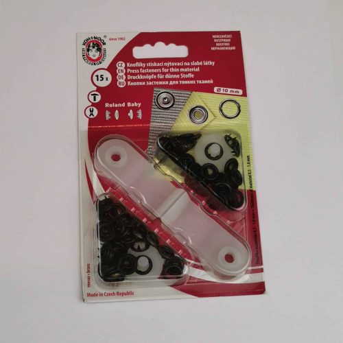 KOH-I-NOOR Rengasnepparit ROLAND BABY 10 mm/15 kpl musta nikkeli