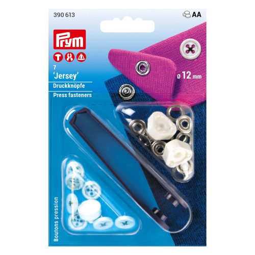 PRYM Rengasnepparit trikoo 12 mm nappi valkoinen/musta