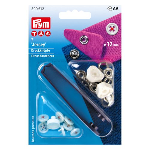 PRYM Rengasnepparit trikoo 12 mm Nappi Valkoinen/Punainen