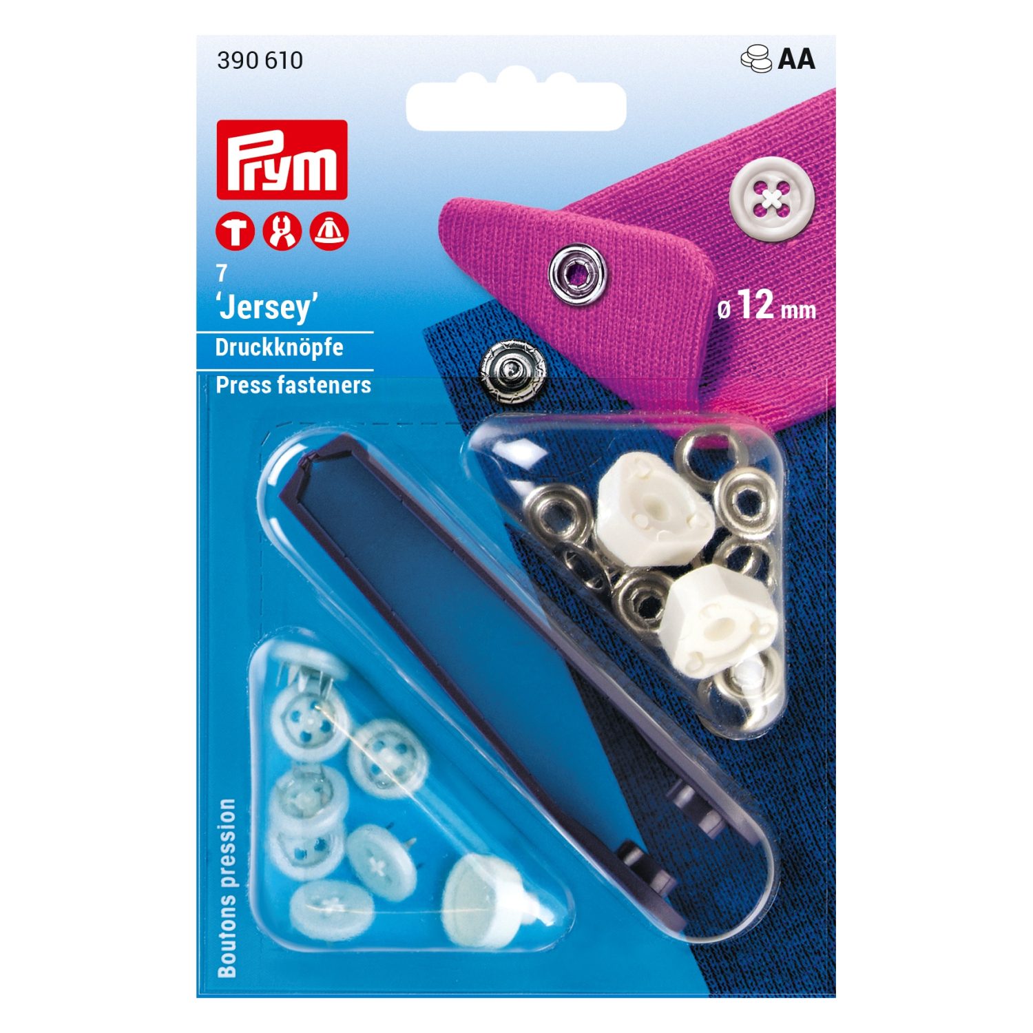 PRYM Rengasnepparit trikoo 12 mm nappi valkoinen/valkoinen