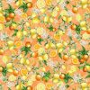 Trikoo Appelsiinit ja sitruunat oranssilla taustalla digipainettu