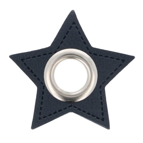 Kangasmerkki sirkkarenkaalla laivastonsininen nahka tähti hopeinen 11 mm