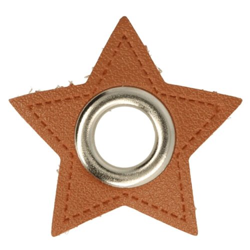Kangasmerkki sirkkarenkaalla ruskea nahka tähti hopeinen 11 mm