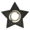 Kangasmerkki sirkkarenkaalla musta nahka tähti hopea 8 mm