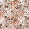Trikoo Metsäneläimien pennut beige digipainettu, ISO KUVIO