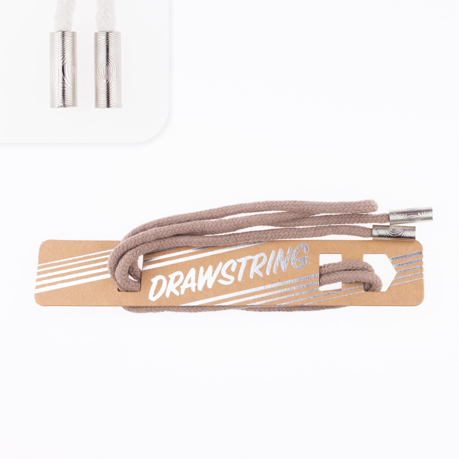 Hupparinyöri harmaanbeige 5 mm hopeisilla päillä