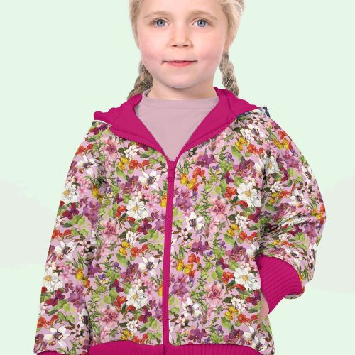 Softshell Lilled ja liblikad roosal digital print