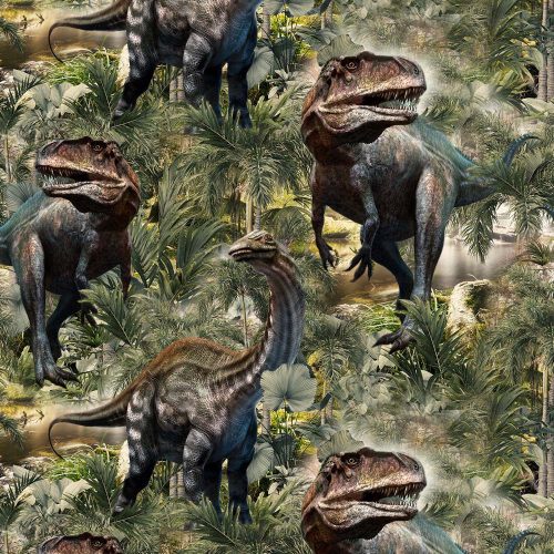 Trikotaaž Dinosaurused džunglis digital print