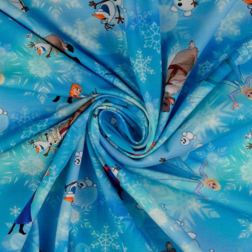 Trikotaaž Frozen Elsa ja Anna, jää ja lumi digital print (litsentseeritud)