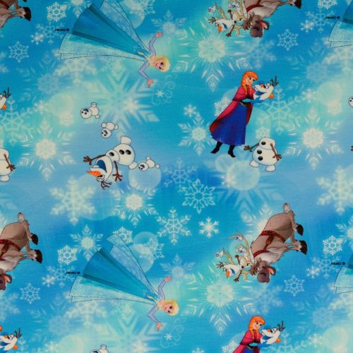 Trikotaaž Frozen Elsa ja Anna, jää ja lumi digital print (litsentseeritud)