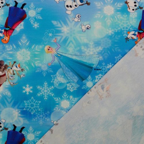 Trikotaaž Frozen Elsa ja Anna, jää ja lumi digital print (litsentseeritud)