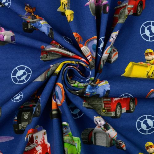 Trikotaaž Paw Patrol masinad sinisel digital print (litsentseeritud)