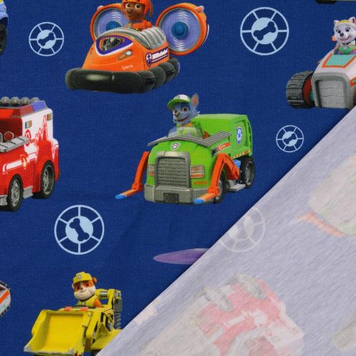 Trikotaaž Paw Patrol masinad sinisel digital print (litsentseeritud)