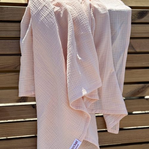 Musliini (double gauze) vaalea lohenpunainen GOTS