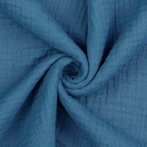 Musliini (double gauze) indigonsininen GOTS