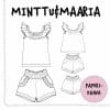 Paperikaava Toppi ja shortsit MINTTU&MAARIA 98–158 cm, suomenkielinen ohje