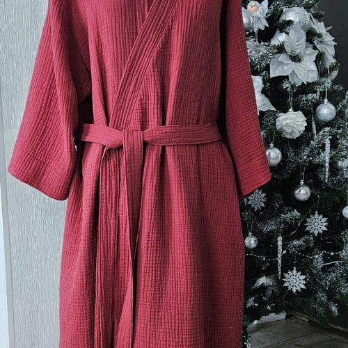 Musliini (triple gauze) haaleanpunainen (rouge) GOTS