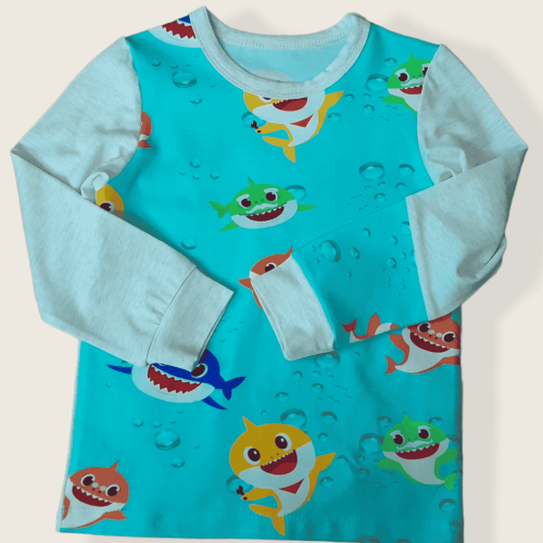 Trikotaaž Baby Shark haikalad helesinisel digital print