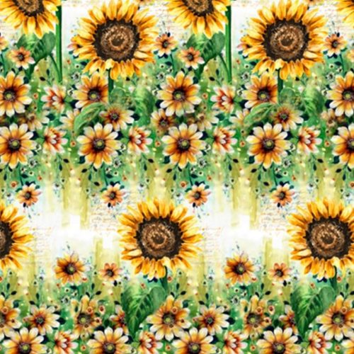 Viskoostrikotaaž Päevalilled digital print