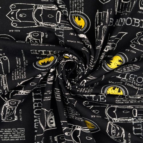 Trikoo Batman Batmobile mustalla taustalla digipainettu (lisensoitu)