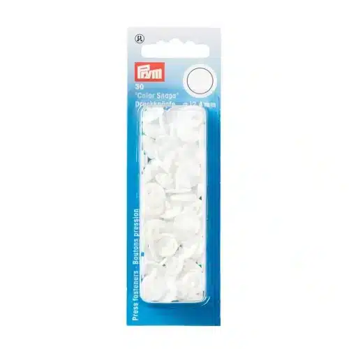 PRYM muovinepparit valkoinen 12,4 mm 30 kpl