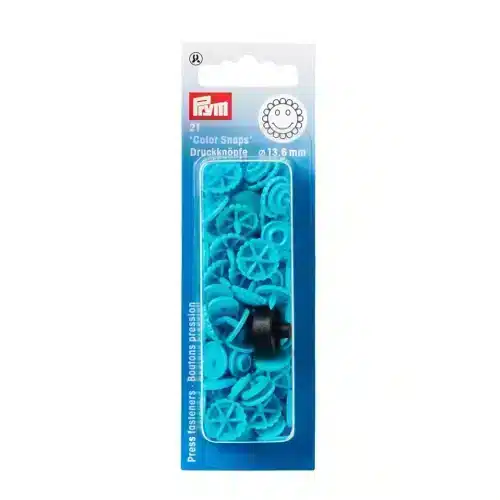 PRYM muovinepparit kukkaset turkoosi 13,6 mm 21 kpl