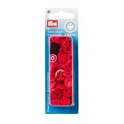 PRYM muovinepparit kukkaset punaiset 13,6 mm 21 kpl
