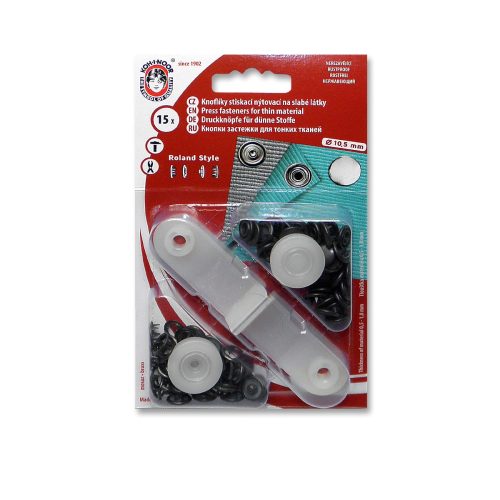 Nepparit ROLAND STYLE musta/nikkeli 10,5 mm 15 kpl
