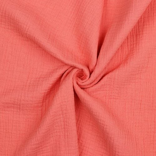 Musliini (double gauze) korallinpunainen GOTS
