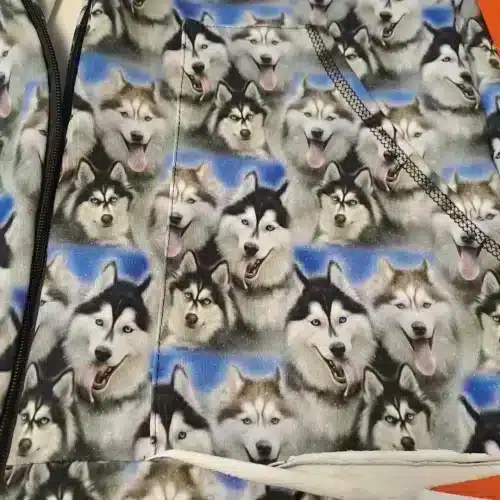 Dressikangas Siberi husky koerad sinisel digital print