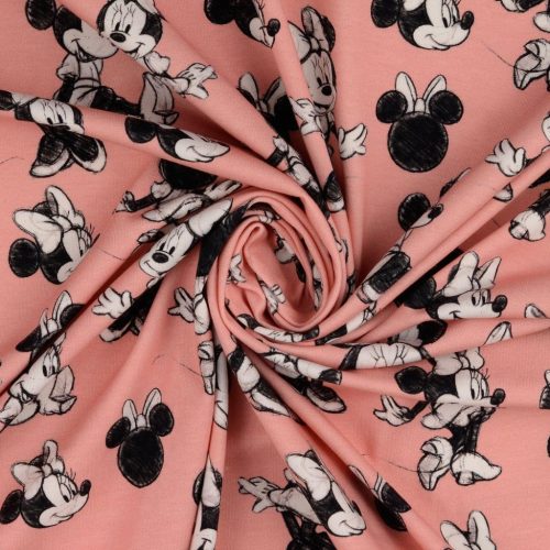 Trikotaaž Minnie Mouse teksasinisel digital print (litsentseeritud)