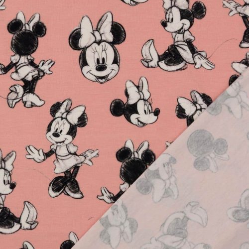 Trikotaaž Minnie Mouse teksasinisel digital print (litsentseeritud)
