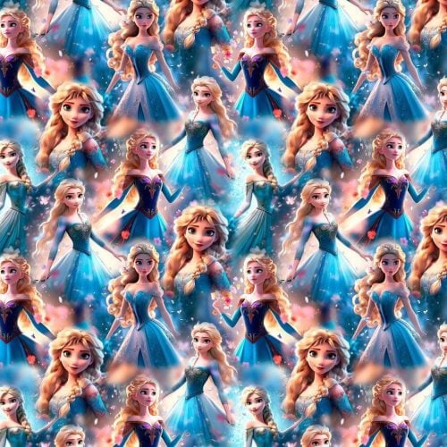 Trikotaaž Elsa lilledega digital print