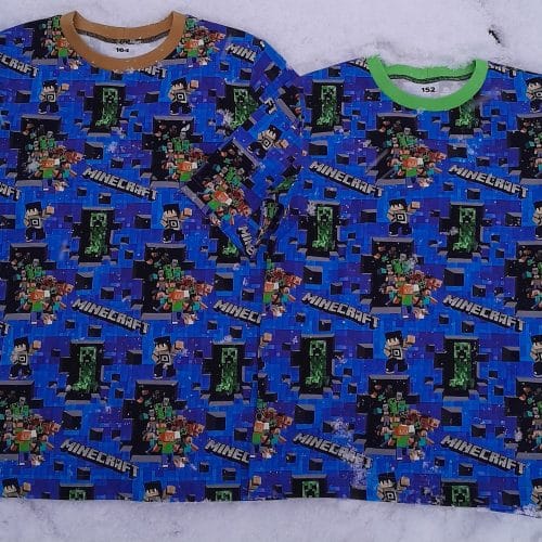 Trikotaaž Minecraft sinine digital print, VIIMASED TÜKID 0,40M JA 0,60M