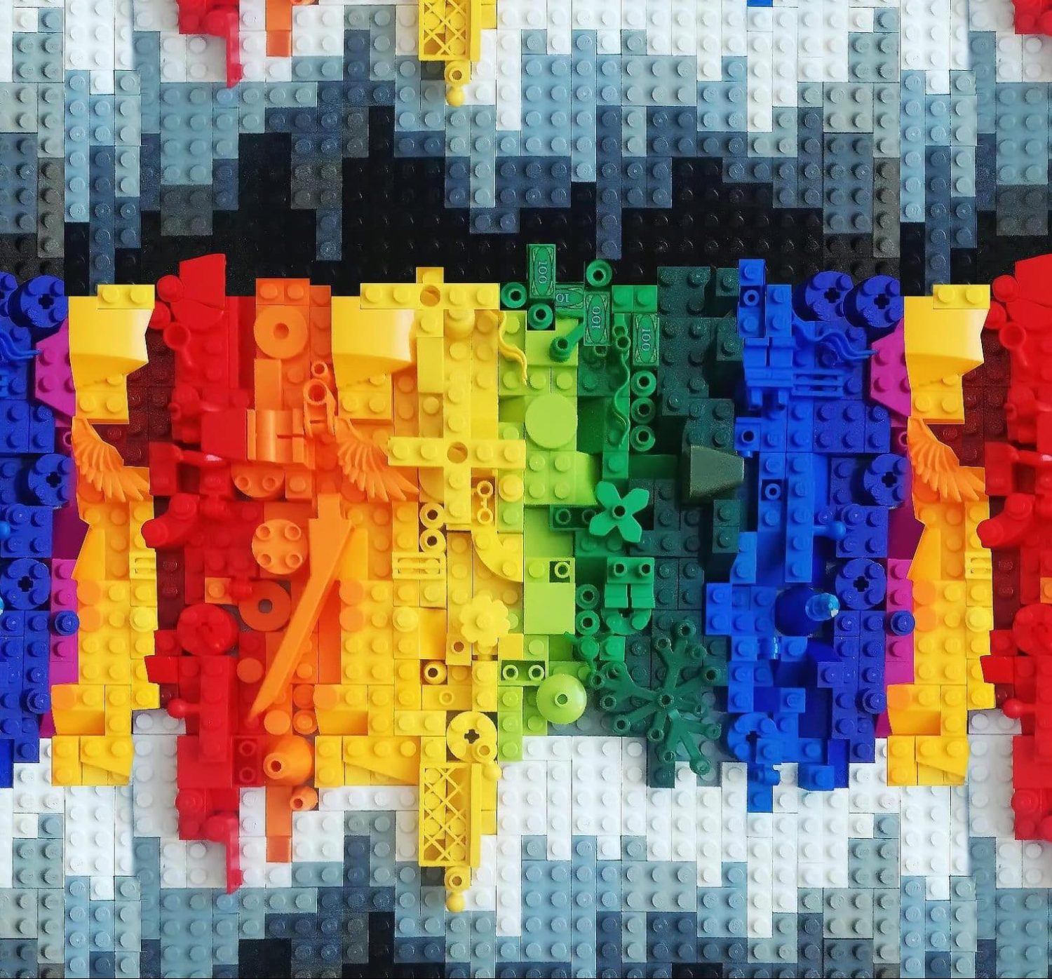 Trikotaaž värvilised lego digital print
