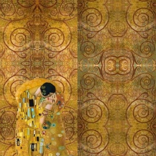 Trikoo paneeli Gustav Klimt mies naisen kanssa 200x150 cm digipainettu