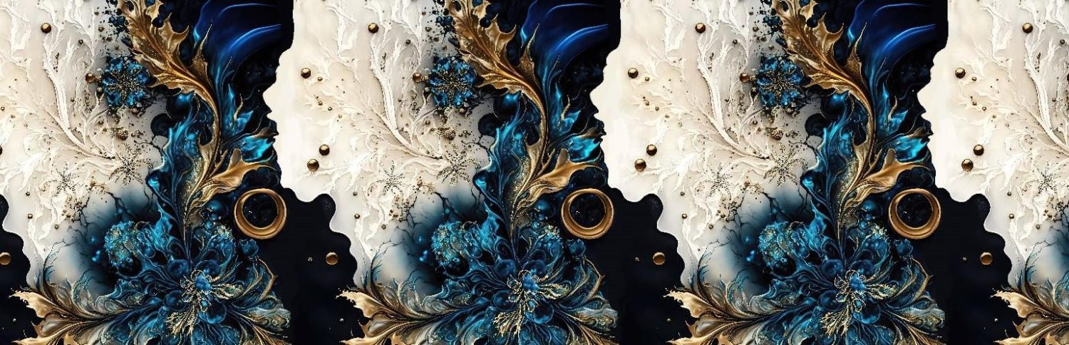 Trikotaažpaneel sinine/kuldne 75/80x180 cm digital print - Image 2