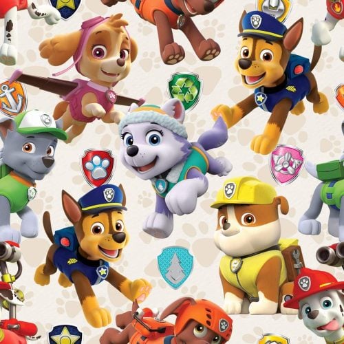 Collegekangas Paw Patrol kutsut beigellä digipainettu