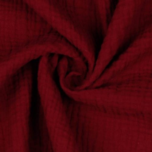 Musliini (double gauze) viininpunainen GOTS