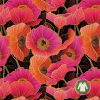 Jersey big pink flowers on black GOTS digital print