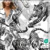 Trikotaaž tiigrid ja leopard must valge digital print