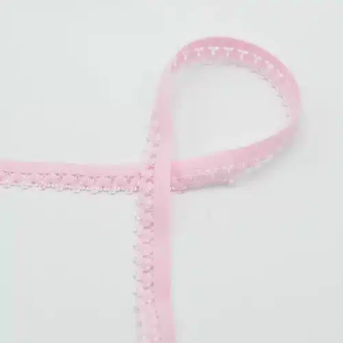 Elastne kumm pitsi äärega beebiroosa 13 mm