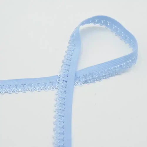 Elastne kumm pitsi äärega beebisinine 13 mm