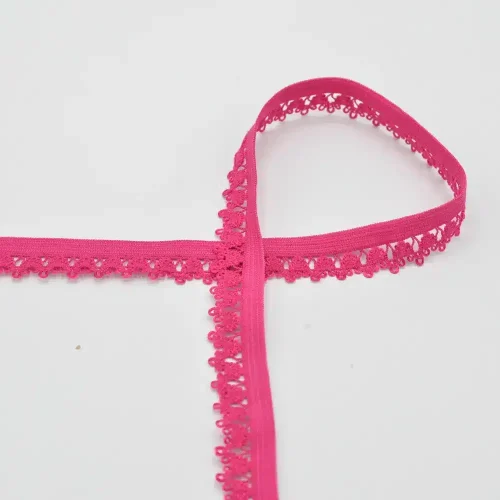 Elastne kumm pitsi äärega fuksia 13 mm