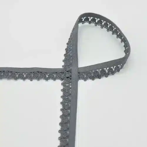 Elastne kumm pitsi äärega hall 13 mm